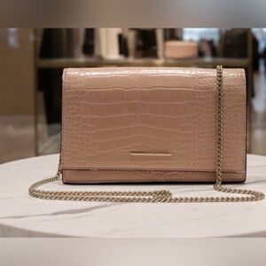 ALDO Coquette Pink Crocodile Print Mini Bag Gold Hardware Evening Clutch Luxury